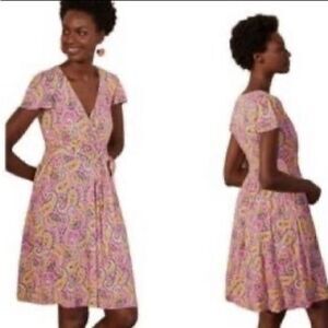 BODEN‎ Evangeline Jersey Paisley Printed Wrap Dress Size 8